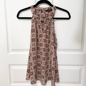 Women Papermoon Paisley Print Sleeveless Halter Blouse in Brown Size Small